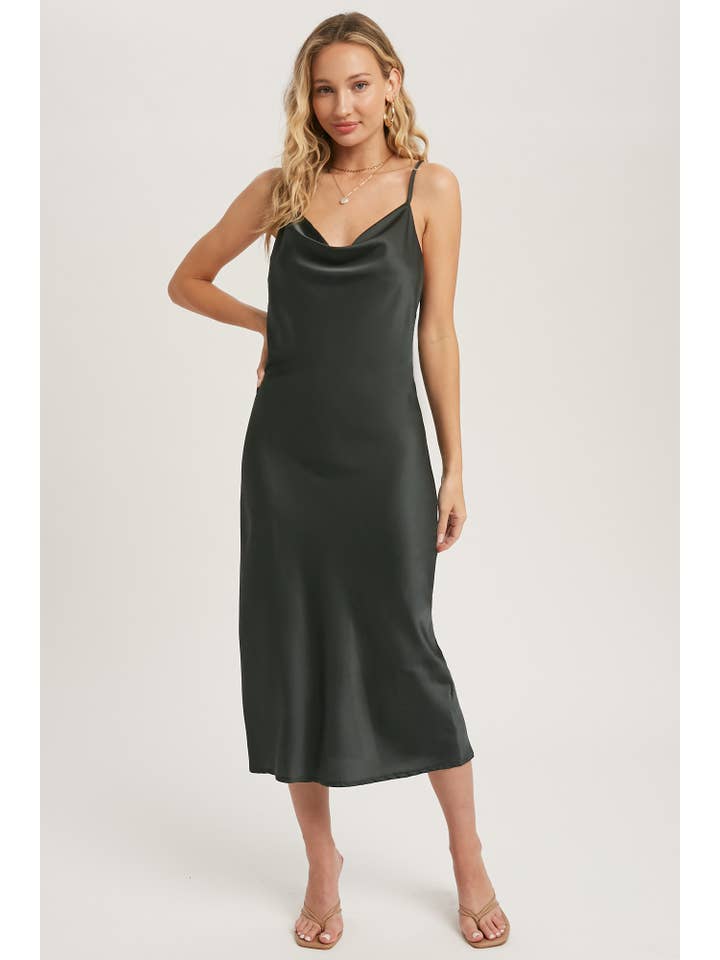 Bluivy - Wholesale Dress - Women's - SATIN DRAPED NECK MIDI SLIP DRESS11