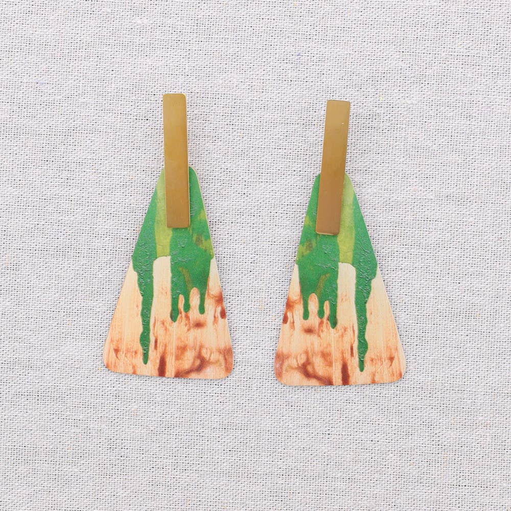 Sonata - Wholesale Snap Jewelry - Triangular Hanging Steel Earrings Drawing1