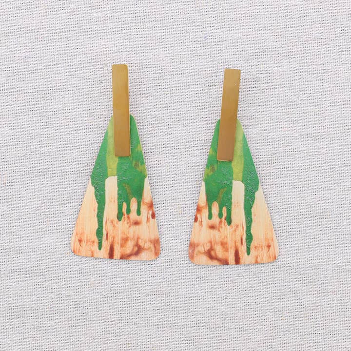 Sonata - Wholesale Snap Jewelry - Triangular Hanging Steel Earrings Drawing1