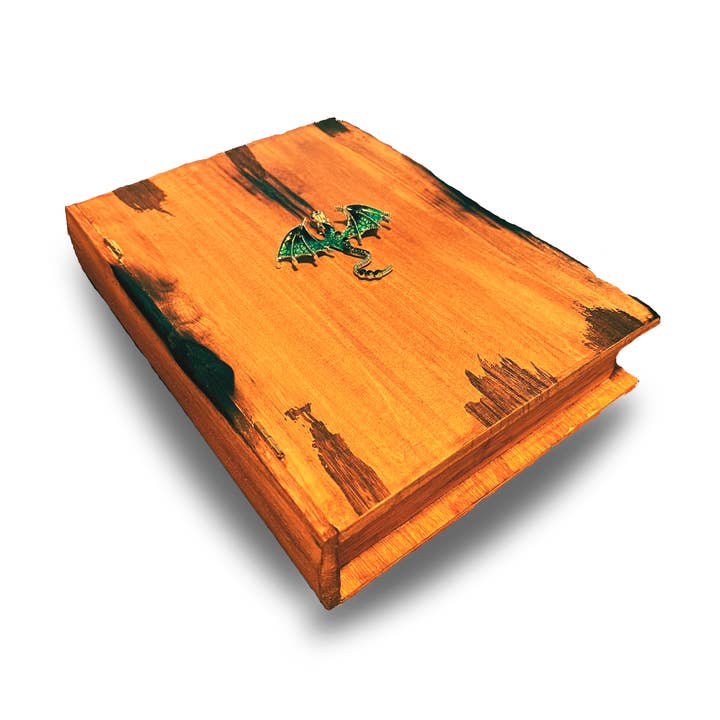 Caixa de Recordações de Dragão, presente personalizado com dragões góticos gravados, Caixa de Joias Medieval, Caixa de Memórias em Forma de Livro Majestoso por atacado de Timeless Motifs