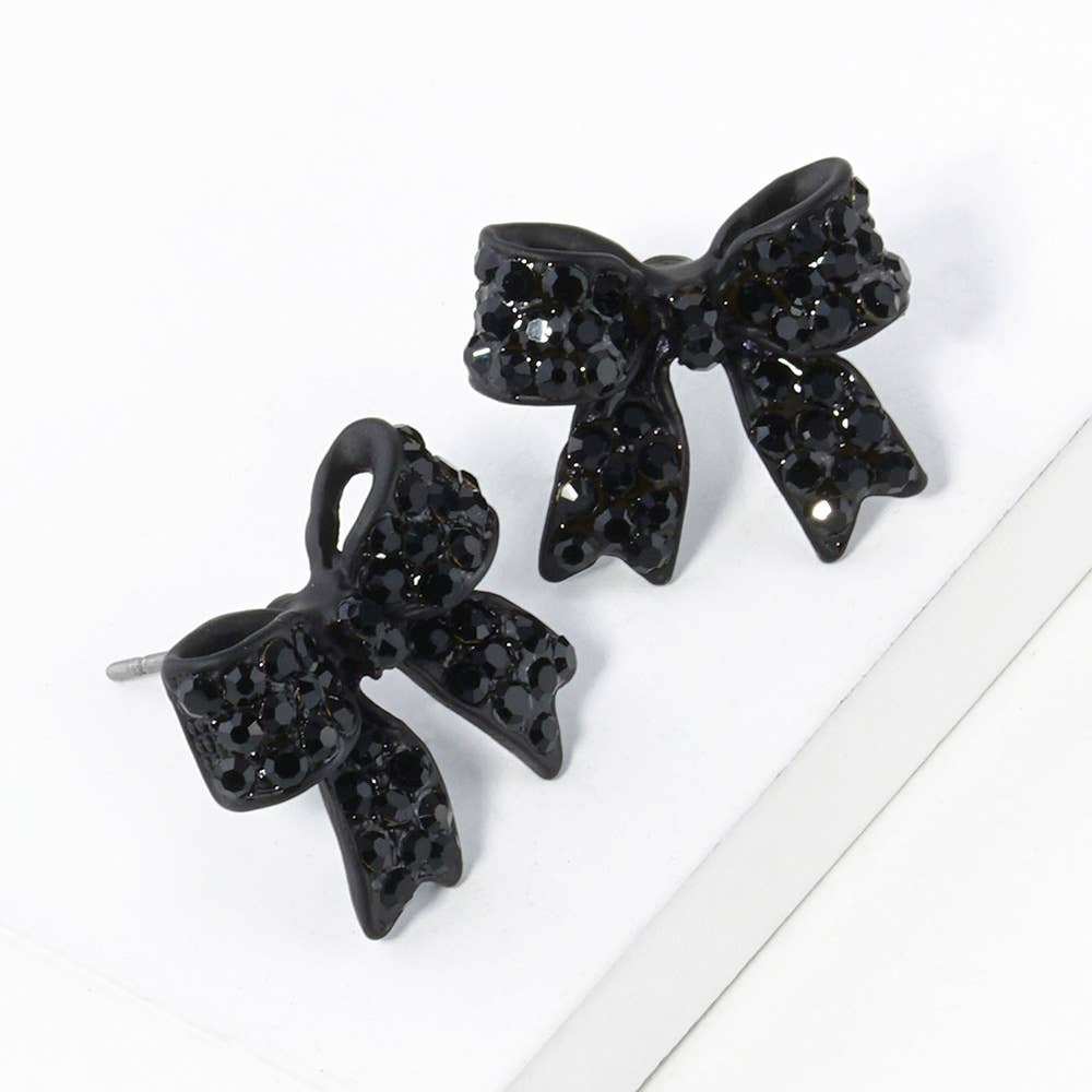 Sensibling Corp. - Wholesale Stud/Post Earrings - Crystal Rhinestone Pave Bow Stud Earrings
9