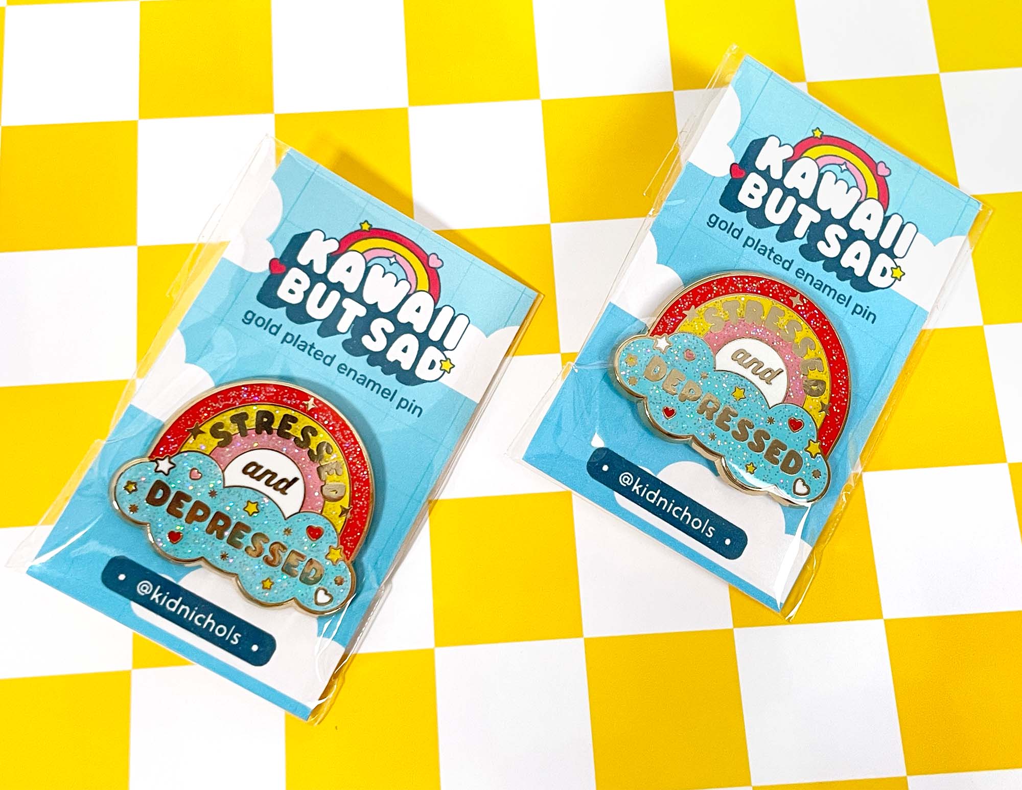 Kidnichols - Wholesale Lapel Pin/Button - Kawaii But Sad Rainbow Enamel Pin | Glitter | Anime Pin3
