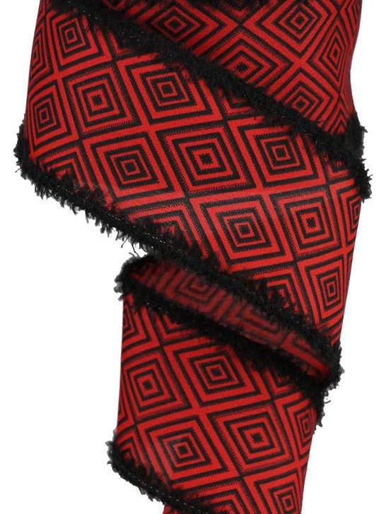 2.5"X10YD DIAMOND IN DIAMOND/DRIFT - RED/BLACK - RG0843124 for wholesale by General Wholesale Inc