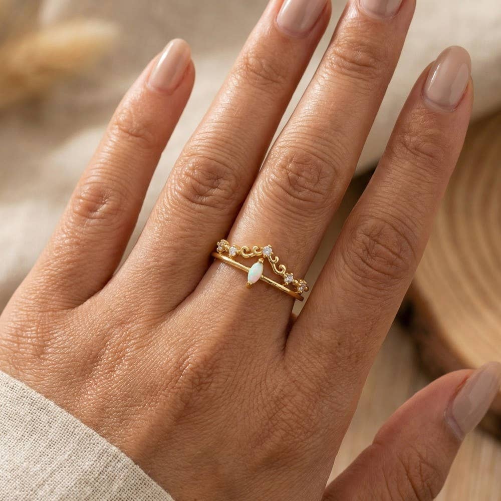 Anarchy Street – Engroshandel Båndring – Dobbelt Band Opal Rhinestone justerbar Ring0