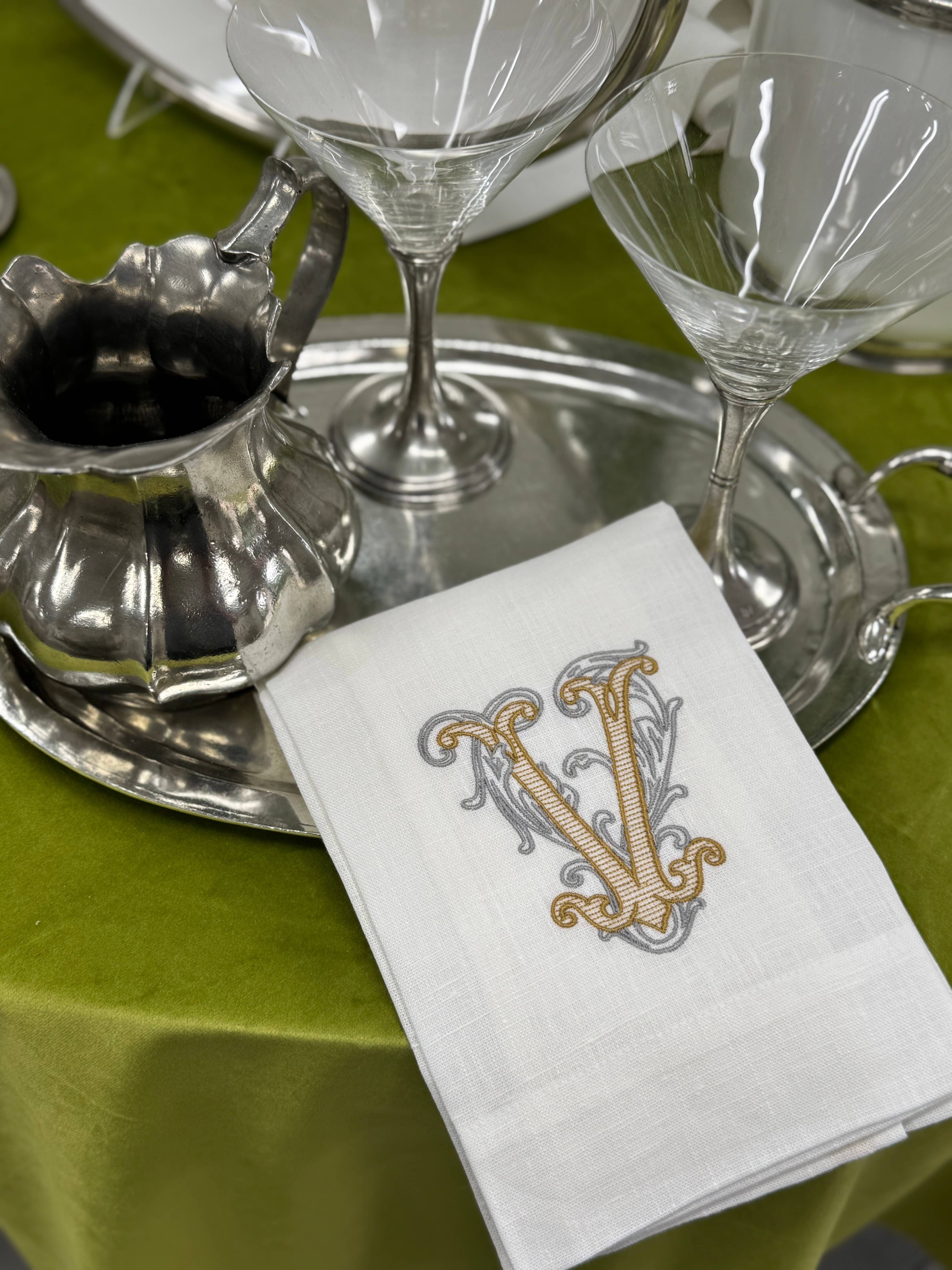 Arte Italica & Crown Linen Designs - Wholesale Tea Towel - Vintage Vine Monogram Linen Towel18