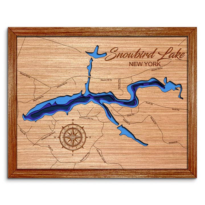 Mappa della Profondità del Lago Snowbird, Forestport NY - Decorazione da Parete per la Casa per la vendita all'ingrosso da parte di Premier Gifts and More