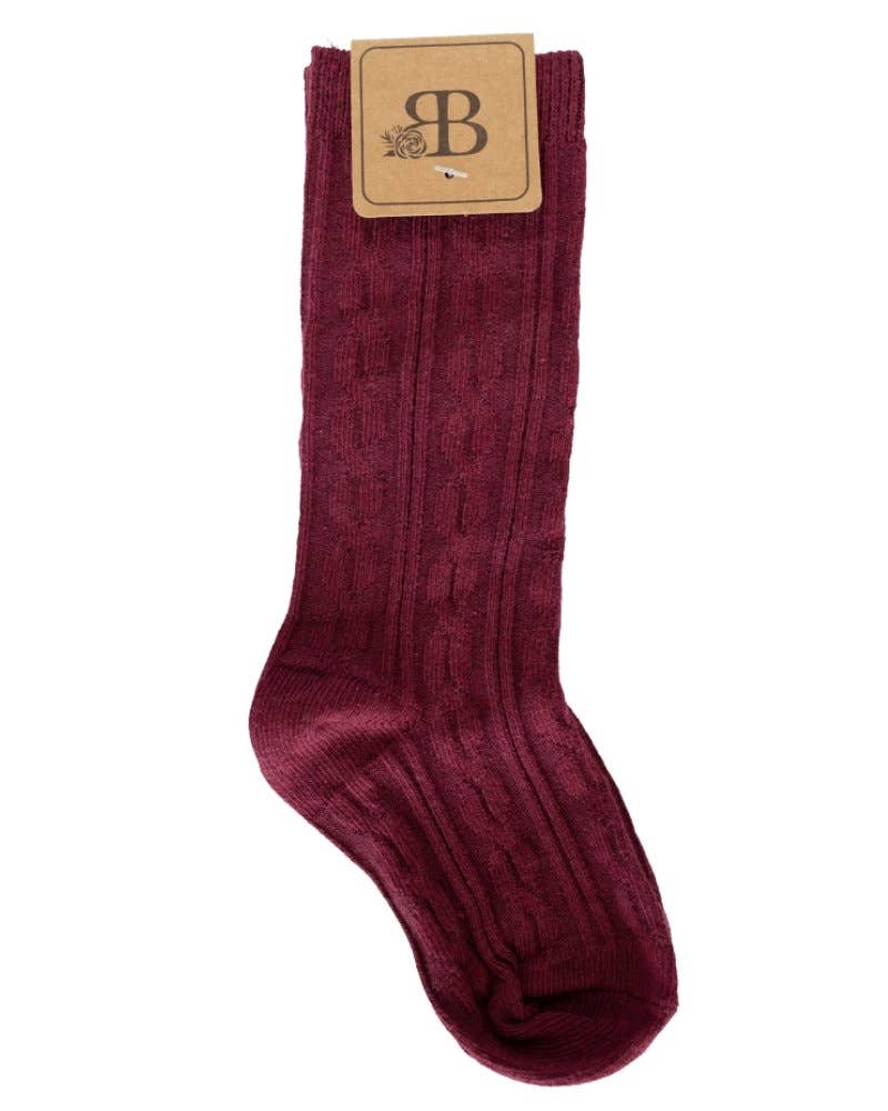 Bailey's Blossoms - Wholesale Socks - Kids - Pepper Knee-High Cable Knit Socks2