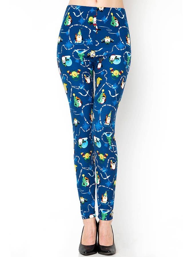 Multi Colored X-PLUS J176 XTRA PLUS SIZE CHRISTMAS PRINT LEGGINGS for wholesale on Faire1