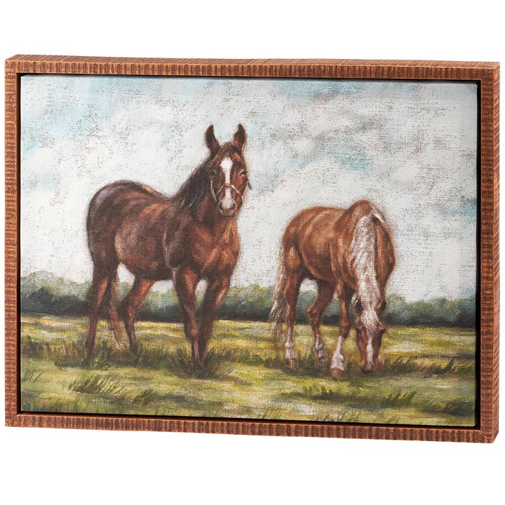 Grazing Horses Canvas Wall Art for wholesale by Primitives by Kathy