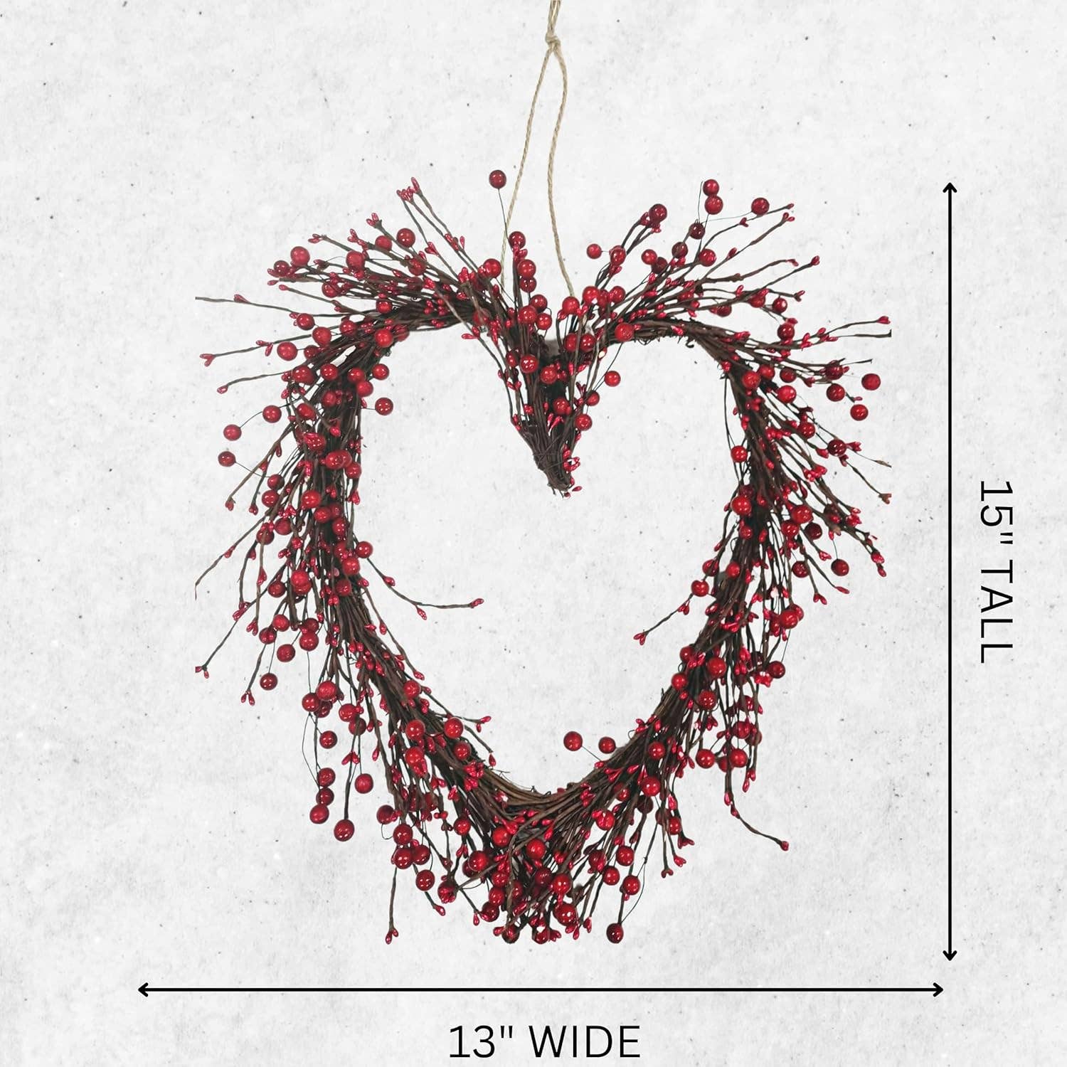 4E's Novelty - Wholesale Wreath - 15" Valentine's Heart Wreath - Red Berry Grapevine for Indoor/Outdoor Decor2