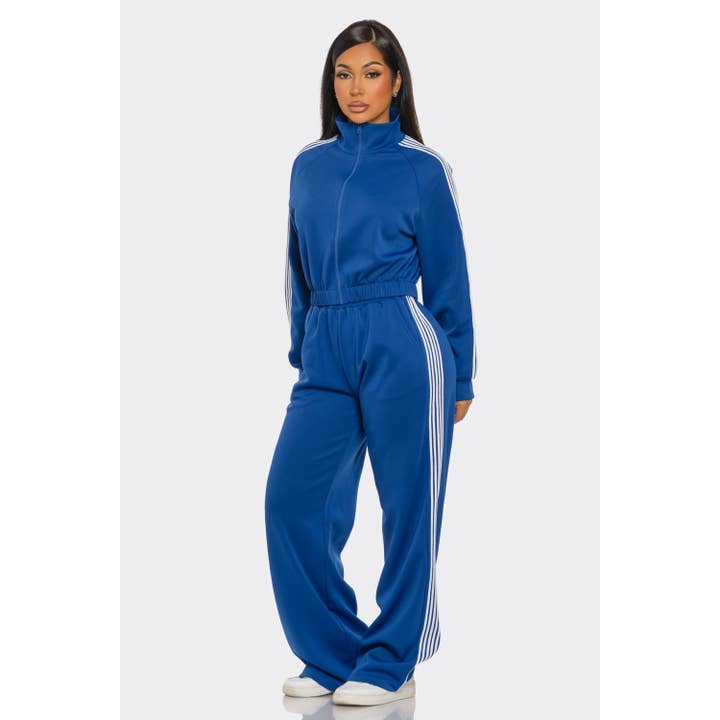 Style Up - Wholesale Activewear Set - Women's - Side Striped Jacket and Track Pants Set2