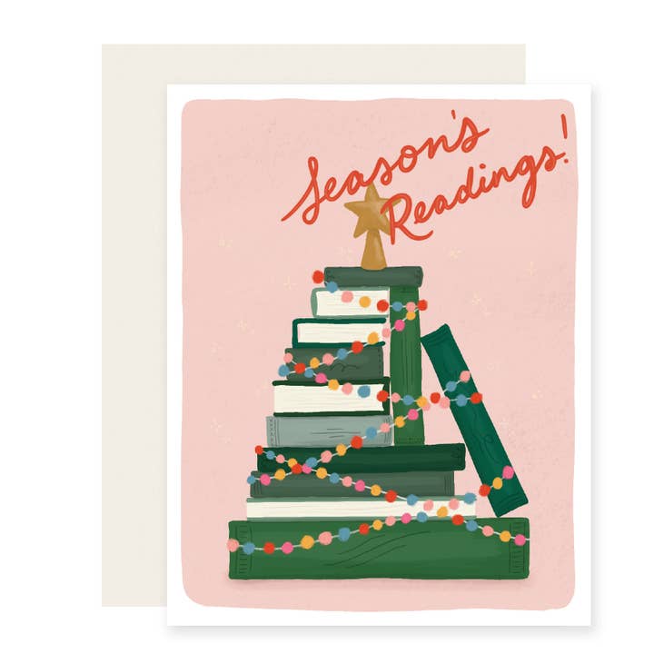 Book Tree Season's Readings | Holiday Card for wholesale by Slightly Stationery