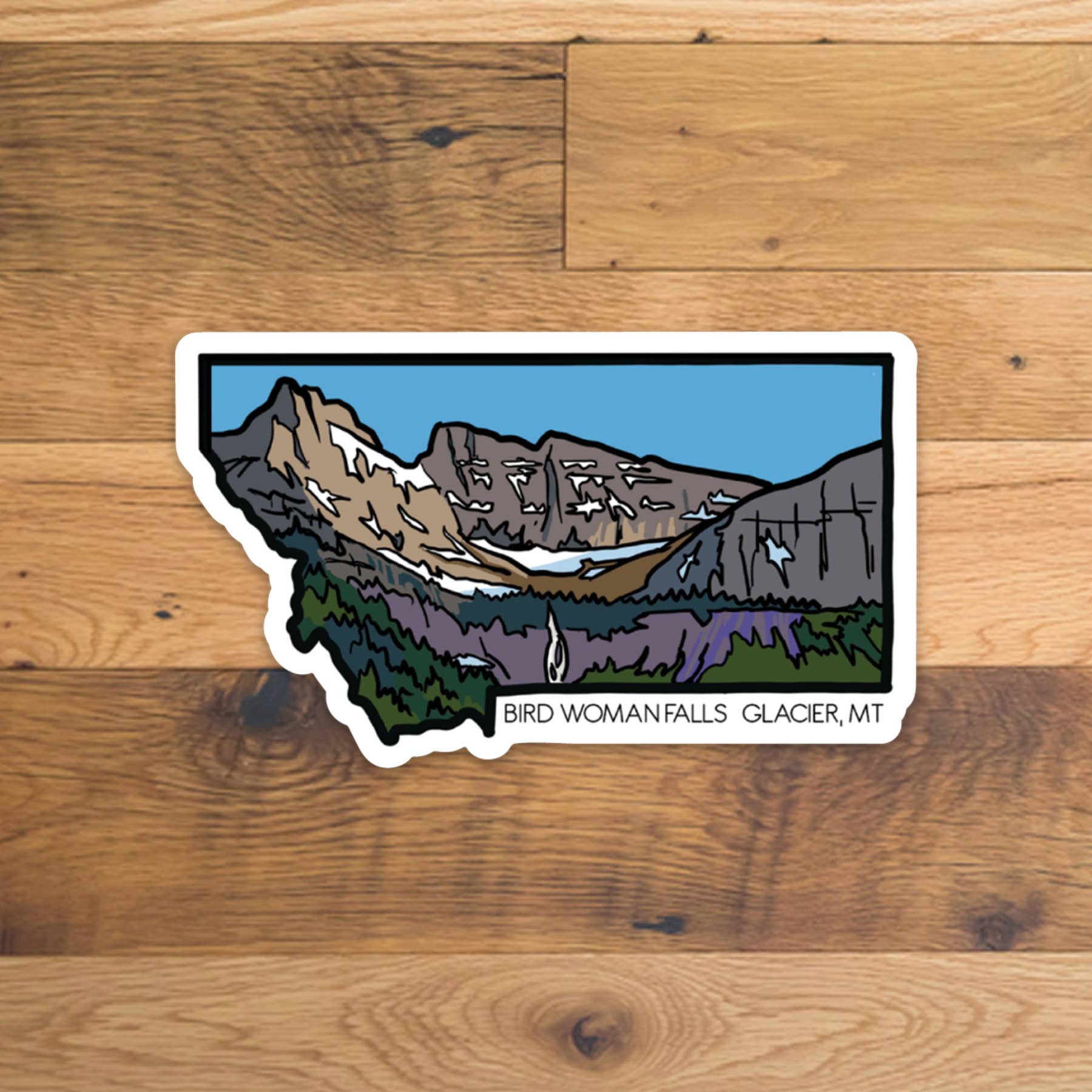 Corvidae drawings & designs - Wholesale Sticker - Birdwoman Falls, Glacier National Park, Montana Sticker1