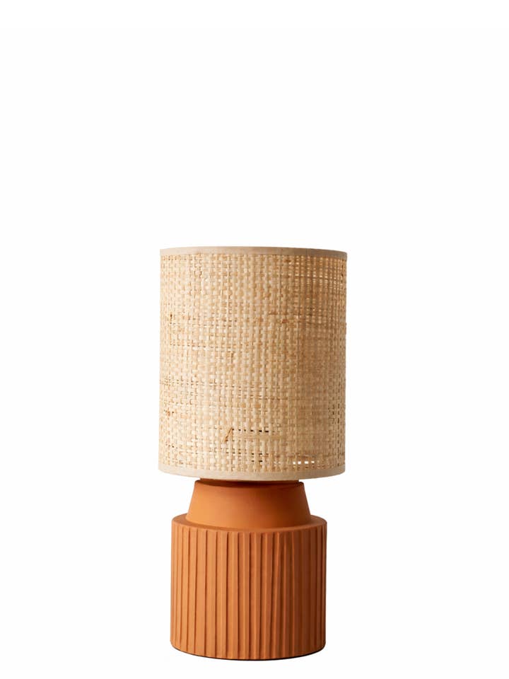 Orange,tangerine handcarved bedside ceramic lamp for wholesale by Enoceramics