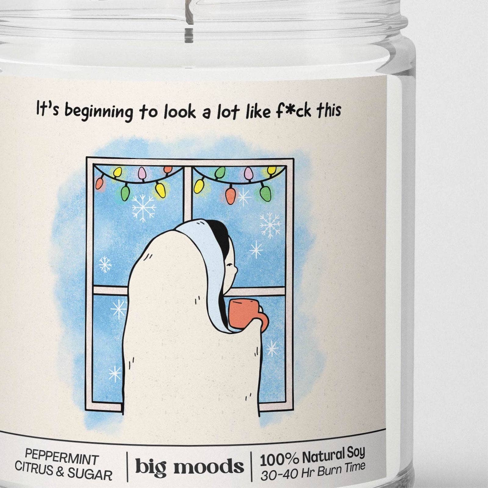 Big Moods - Wholesale Jar/Filled Candle - "It's Beginning to Look a Lot like F*ck This" - Soy Candle1