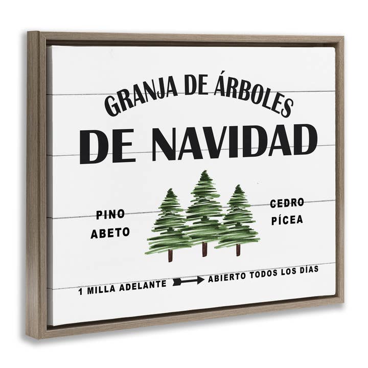 Stupell Industries - Wholesale Wall Decor - Kids & Baby - Arboles De Navidad Framed Floater Canvas Wall Art, Holiday14