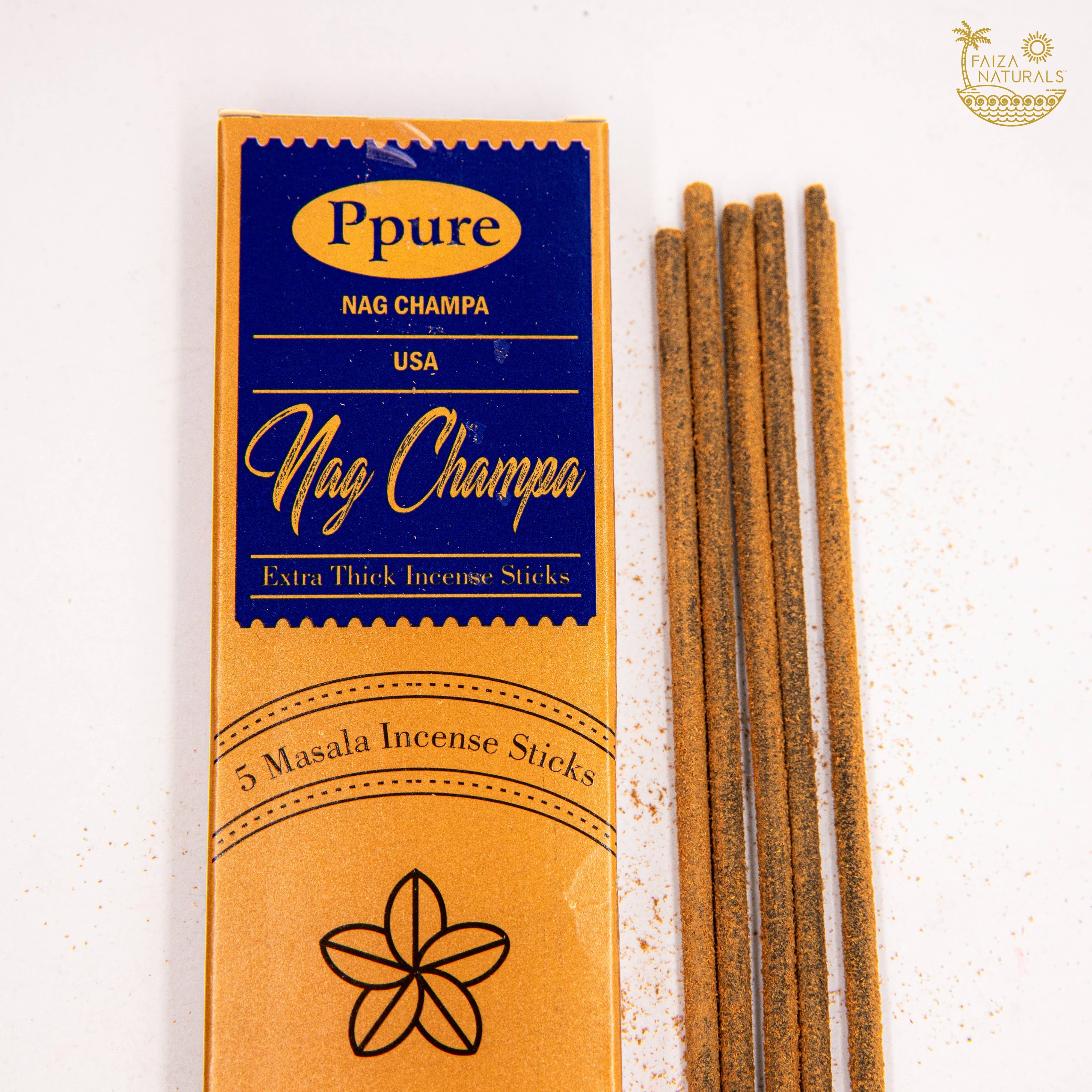 Faiza Naturals - Wholesale Incense - Nag Champa Incense Stick 5-Pack (Handmade, Ultra Thick)1