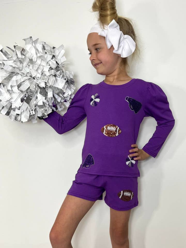 Sparkle Cheer Girls Set-Purple game day football for wholesale by Clover Cottage