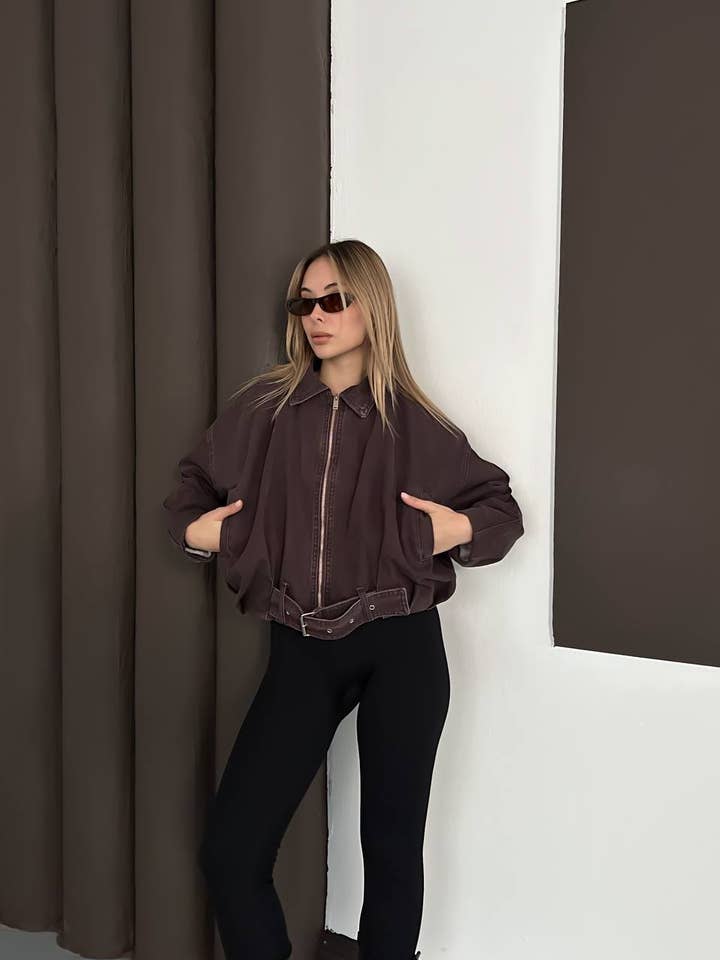 Women’s brown denim jacket for wholesale by Shebelle