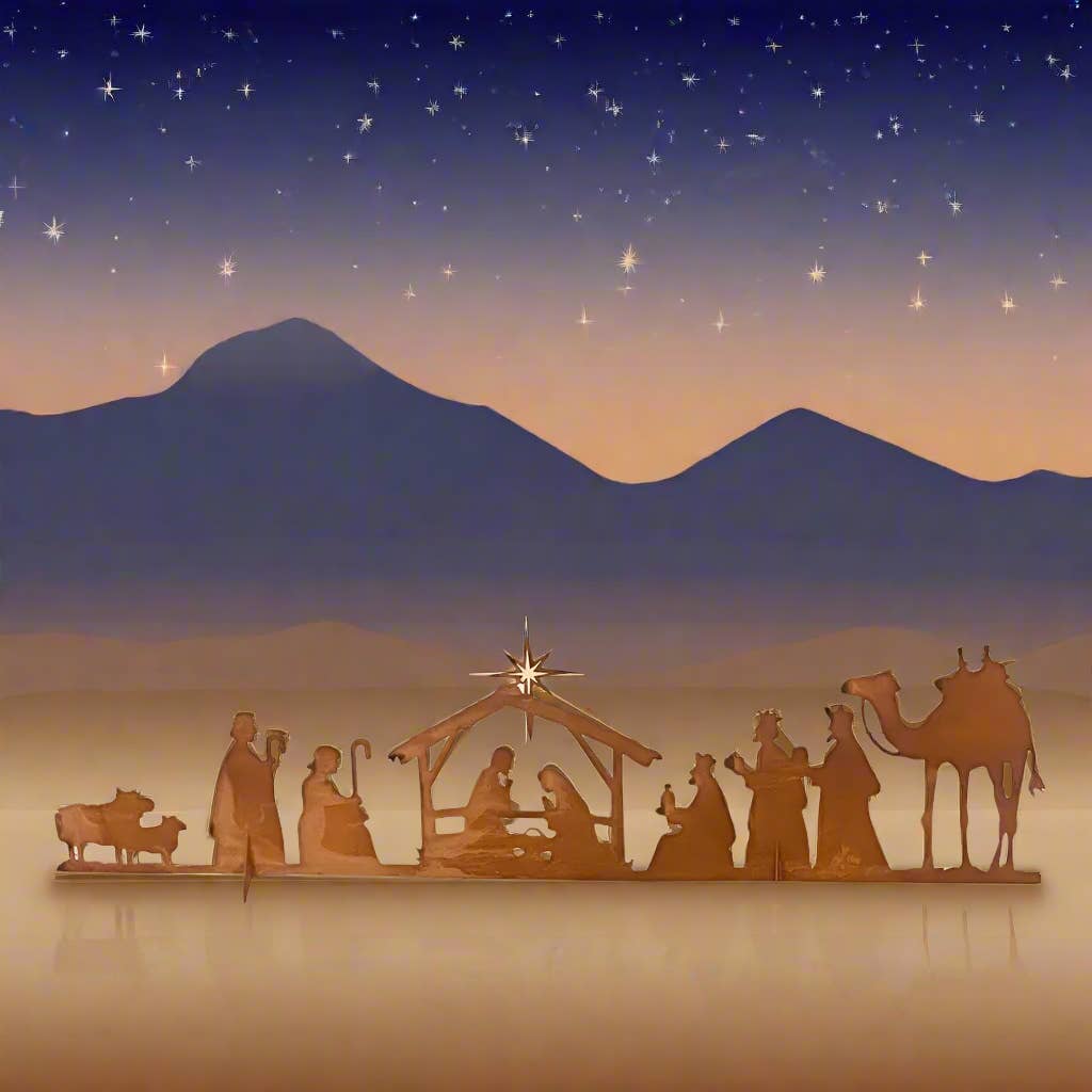 Nativity Scene 24 Inch Rusty Metal Christmas Bethlehem for wholesale by Universal Ironworks USA