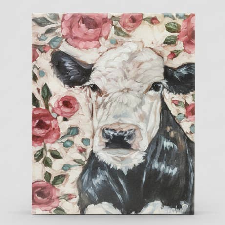 Impression sur toile d'art personnalisée à l'aquarelle, décor de vache, ferme pour la vente par Rustic Nester