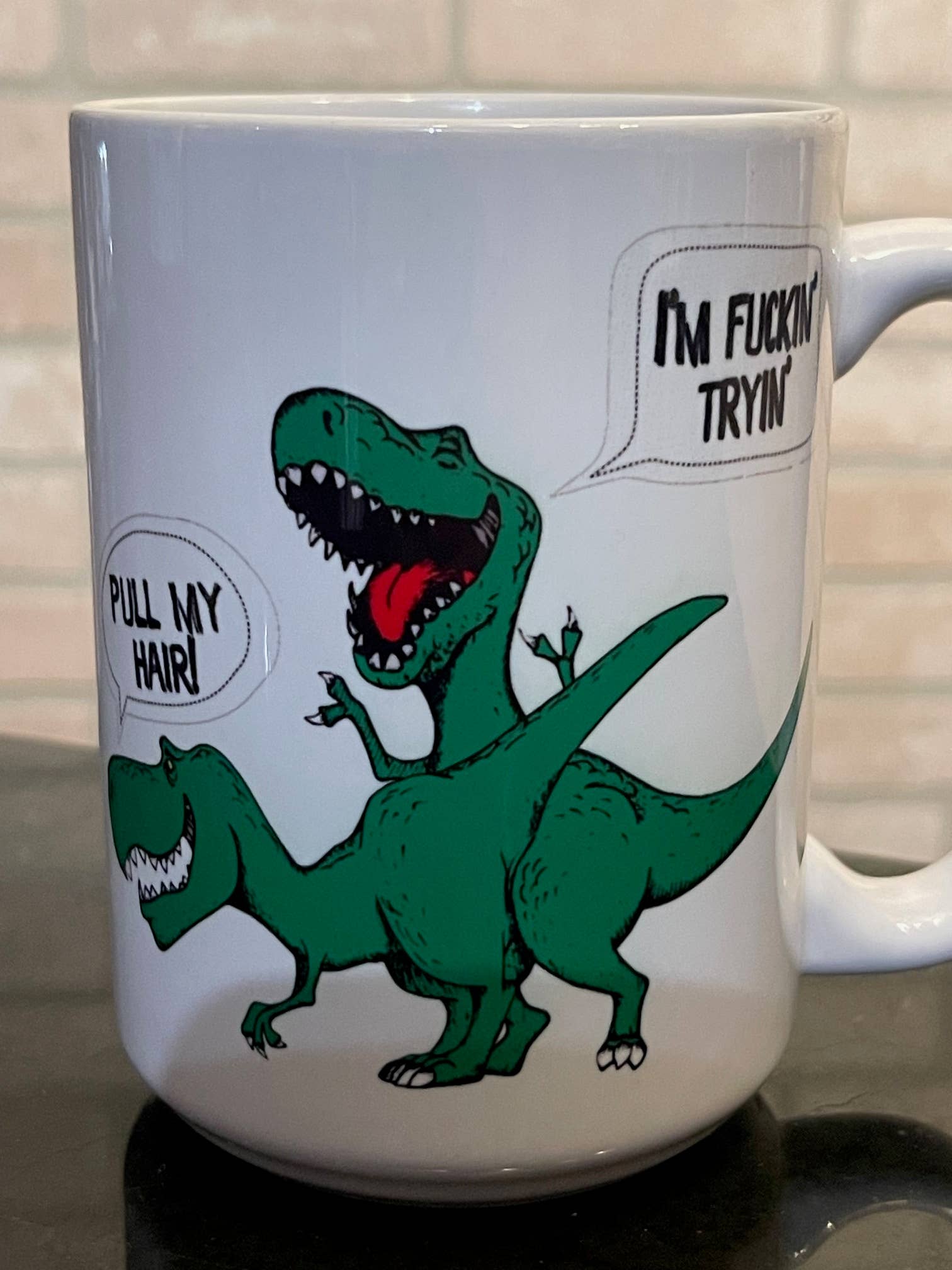 Zombie Paws - Wholesale Coffee Mug - T-rex dinosaur pull my hair mug - large 15oz0