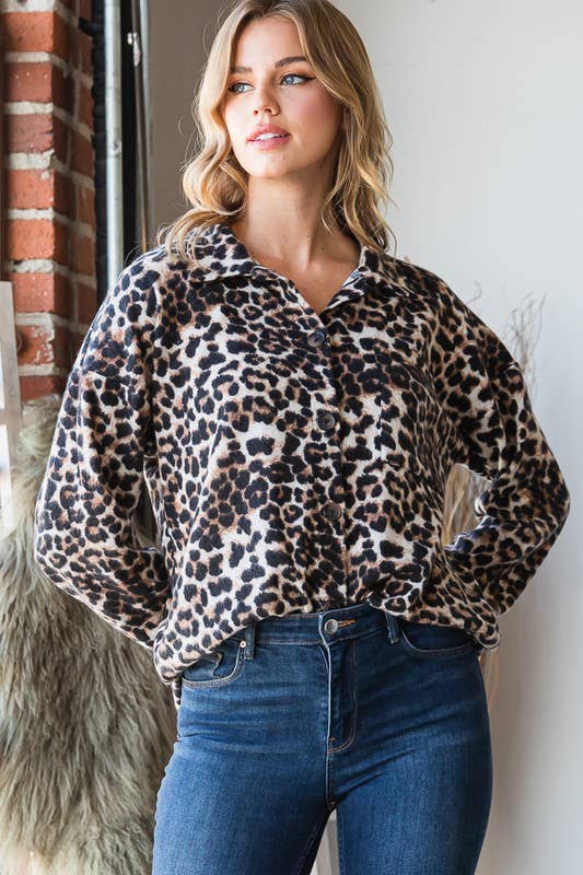 MARRON EJ6712-17 POCHE BOUTONNÉE LÉOPARD ANIMAL en vente sur Faire4