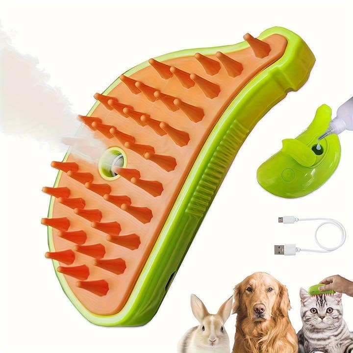 DIYSTORE – wholesale Pet brush – Cat/dog – USB Rechargeable Self-Cleaning Steam Cat Brush – Detangling & Loose Fur Removal, Silicone Massage Comb for Cats and Dogs, Low Voltage Pet Grooming Tool, Pet Grooming Brush | Vibrant Cat Brush | Gentle Massage Comb3
