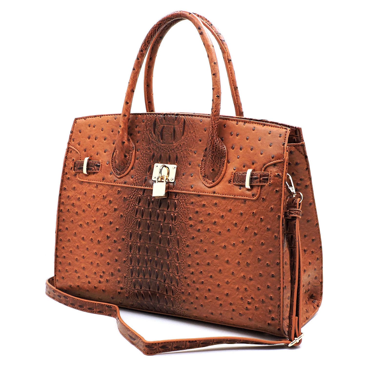 M&M HANDBAGS, LLC. - Wholesale Laptop Bag - Unisex - OS1096 Ostrich Croc Padlock 2-in-1 Satchel16