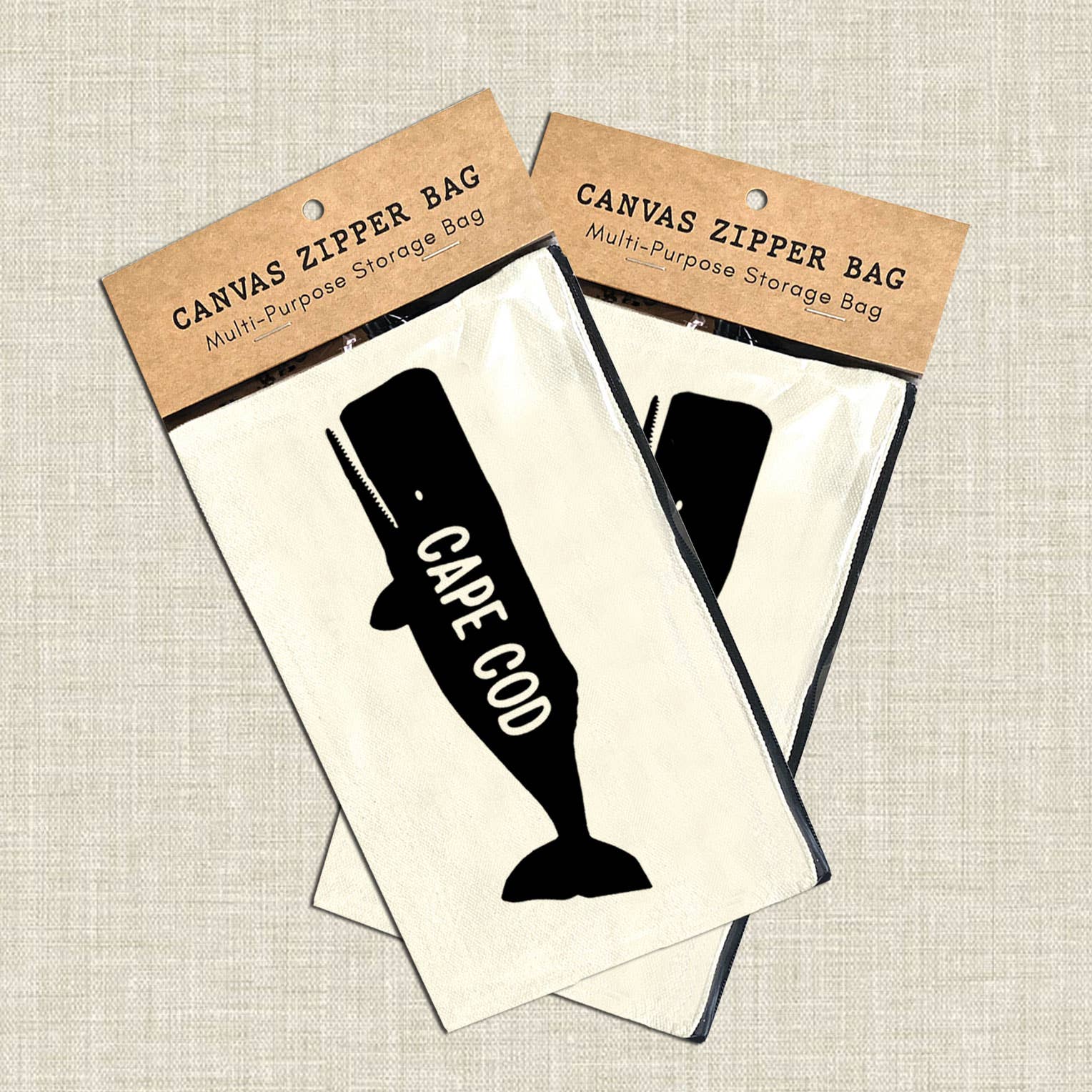 Coastal Creators of Connecticut - Wholesale Pouch - Unisex - Cape Cod Whale Multi-Purpose Canvas Zipper Pouch1