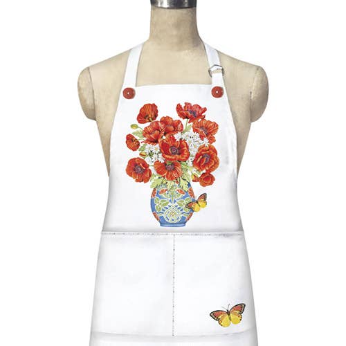Poppy Vase Loose Apron for wholesale by Mary Lake-Thompson Ltd.