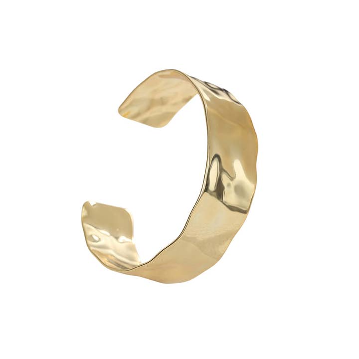 White Leaf – wholesale Bangle bracelet – Mishape Bangle in Polished Gold