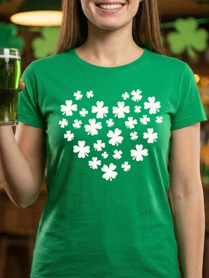 Clover Heart T Shirt | Funny St. Patrick’s Day for wholesale by Gateway Apparel