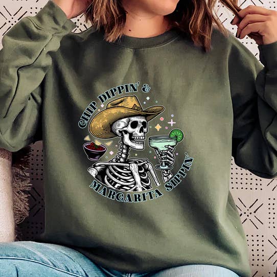 Crewneck Sweatshirt - Chip Dippin' & Margarita Sippin' for wholesale by Days with Gray