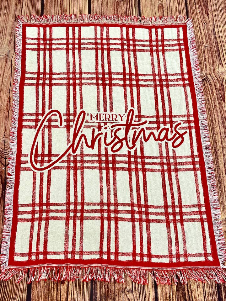 Christmas Throw Blanket - Merry Christmas Plaid for wholesale by Simply Home Woven Throws