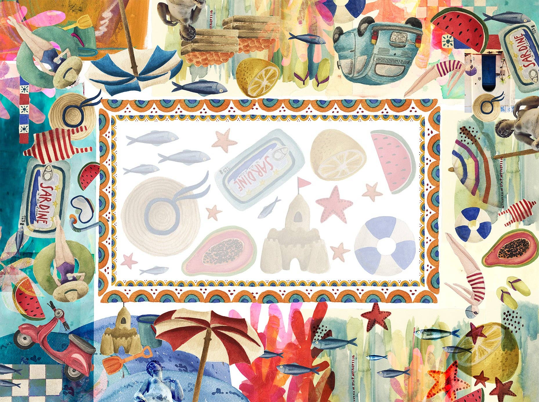 The Napking - Wholesale Tablecloth - Satin Tablecloth "Collage" 100% Made in Italy3