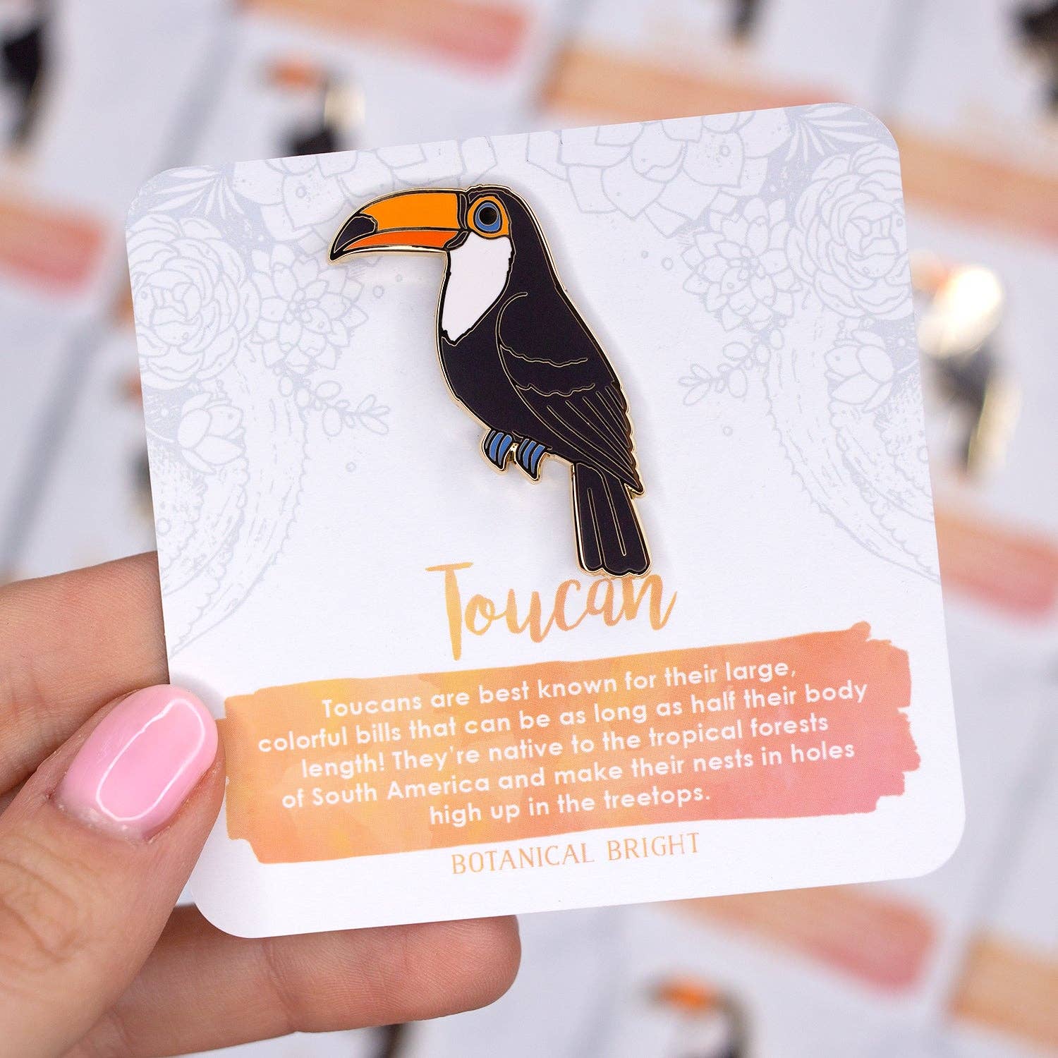 Botanical Bright – Großhandel Anstecker/Button – Tukan Emaille P1