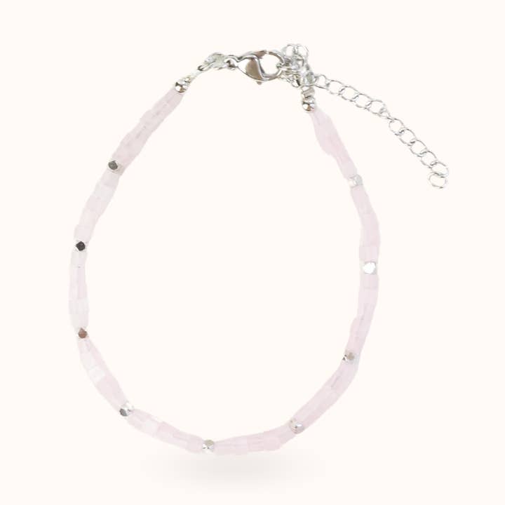 Bracciale in Quarzo Rosa Argento per la vendita all'ingrosso da parte di Blue Buddha Jewelry