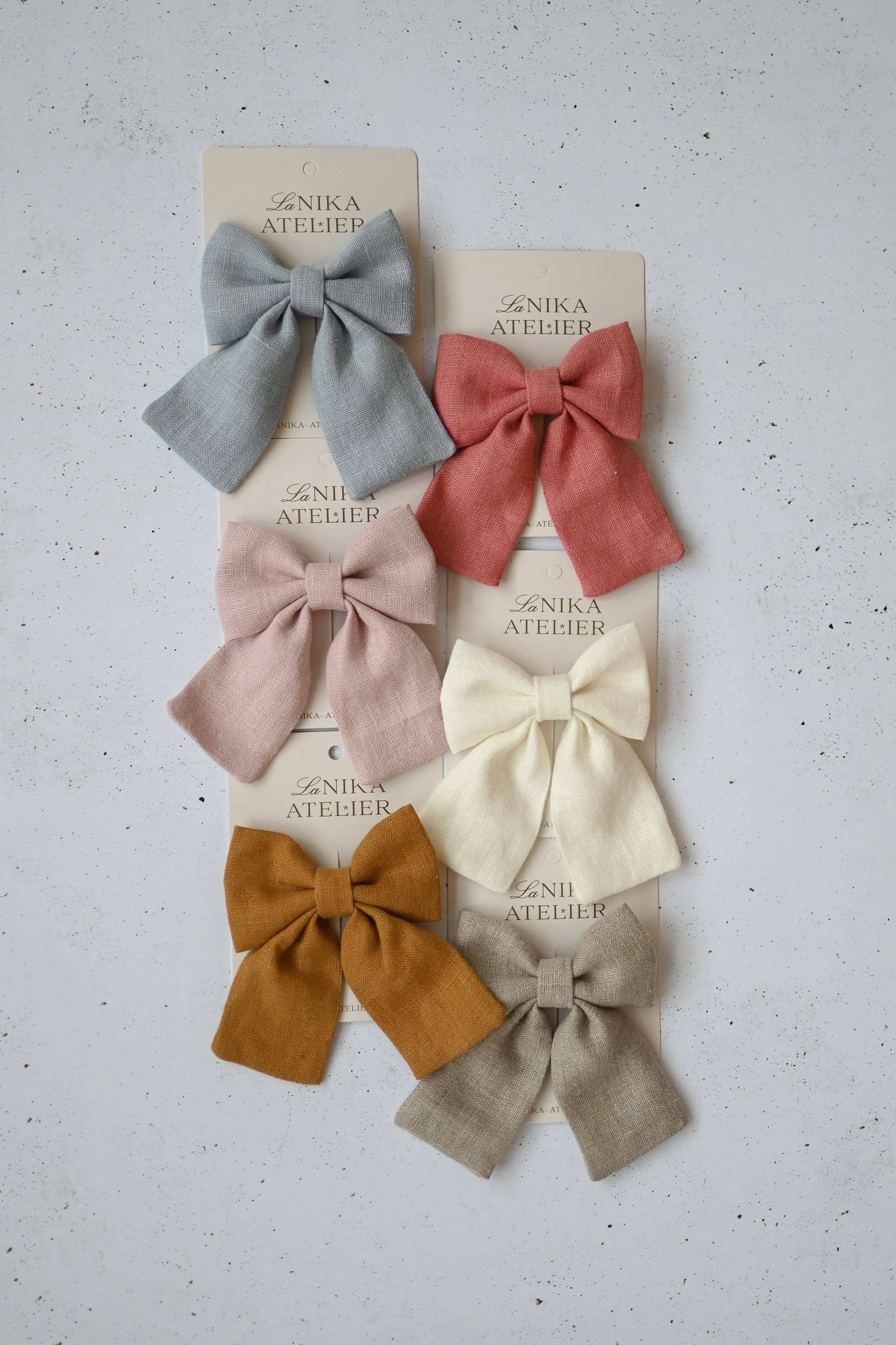 Lanika Atelier, Nika Korošec s.p. - Wholesale Hair Bow - Women's - Midi linen hair bows in pastel colors4