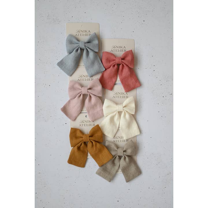 Lanika Atelier, Nika Korošec s.p. - Wholesale Hair Bow - Women's - Midi linen hair bows in pastel colors4