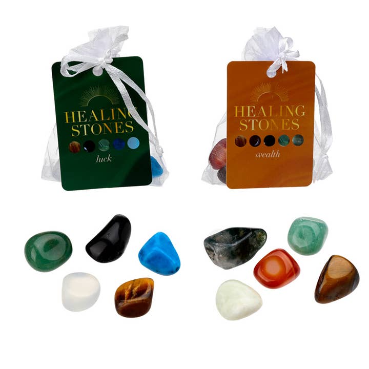 Puckator Ltd - Wholesale Spiritual Stone/Crystal - Set of 5 Luck & Wealth Stones