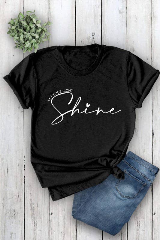 Top Avenue – Engroshandel T-shirt med print - Dame – Lad dit lys skinne, Unisex rund hals kortærmet T-shirt2