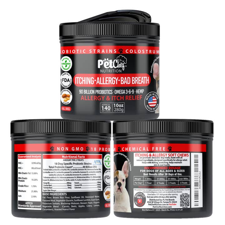 Pet Chef Itching Scratching Soft Chew Supplements 10oz 140ct for wholesale by Global Private Brands