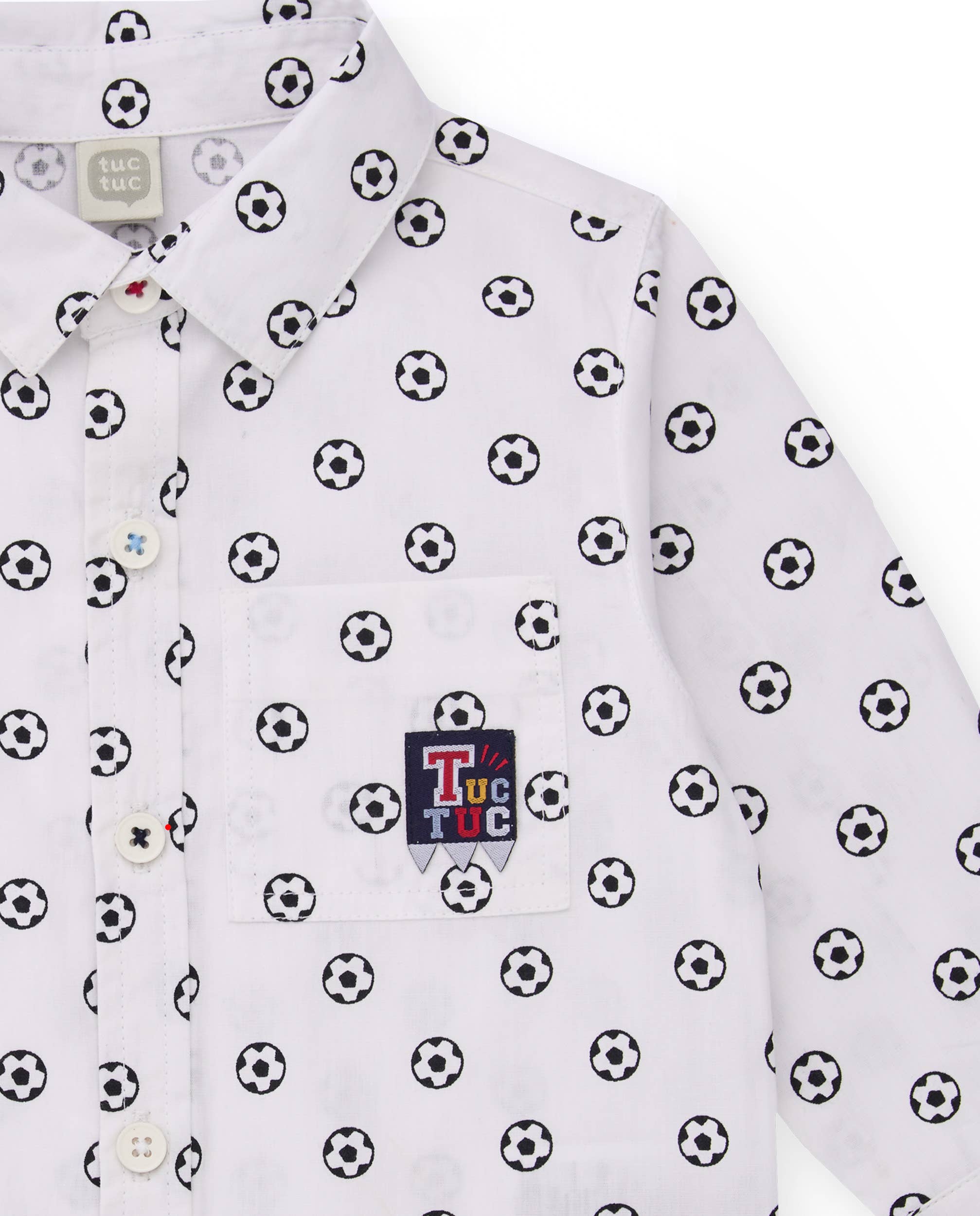 tuc tuc - Wholesale Shirt - Kids - Boy's white poplin shirt with ball print2
