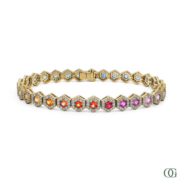 Glødende Prinsesse Regnbue Armbånd (10,00 CTW) for engroshandel hos Orchid Gems Fine Jewelry