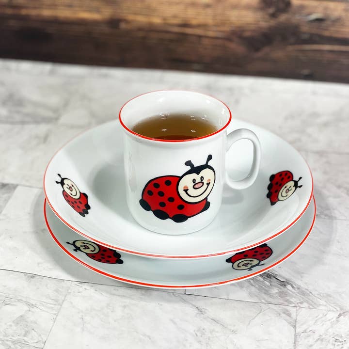 Ensemble de 3 couverts en porcelaine bohème pour enfants Ladybugs pour la vente par Clever Monsters