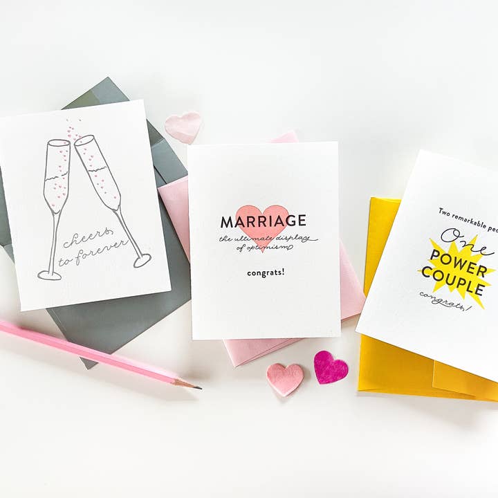 Steel Petal Press - Wholesale Wedding Card - Power Couple - Letterpress Wedding Marriage Congrats Card3