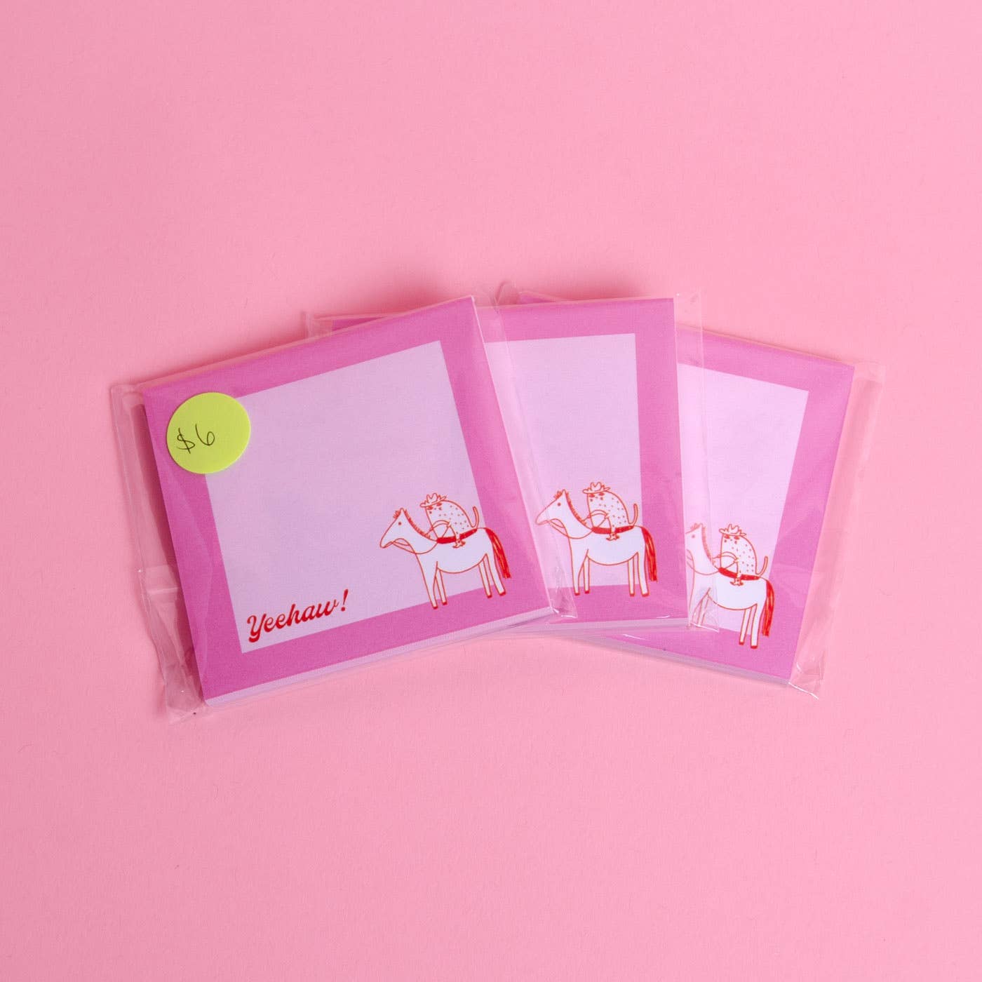Yikes Design - Wholesale Sticky Notes - "Yeehaw" Cowboy Cat Sticky Notes Memo Pad 3x3"7
