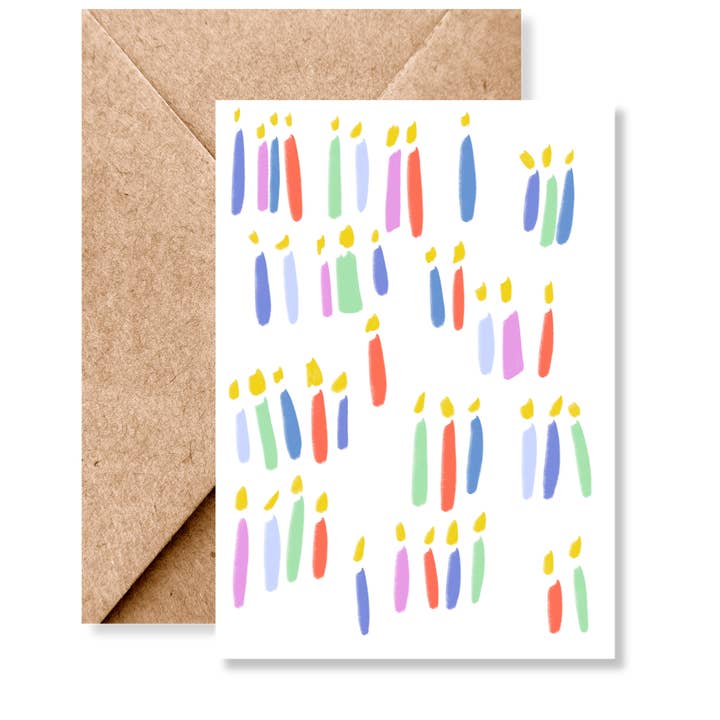 Candles Birthday Greeting Card for wholesale by Tiny Ink Boston