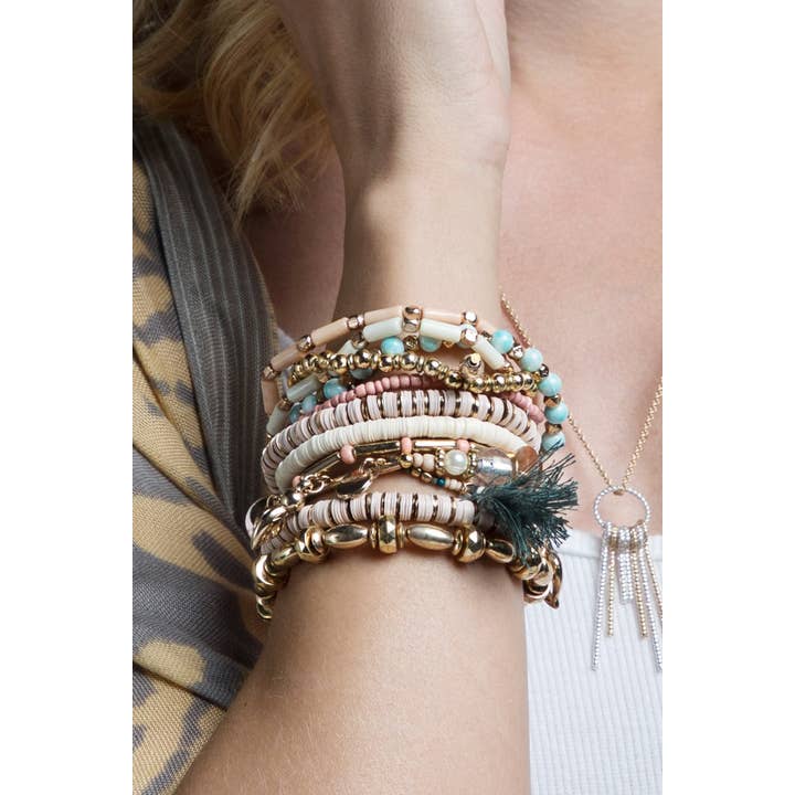 Urbanista - Wholesale Beaded Bracelet - 12 Layered Mixed Beaded Bracelet Set